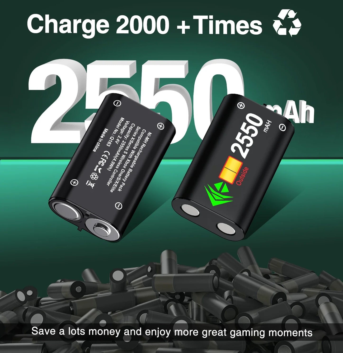 Controller Charger for Xbox,Charging Station with 2*2550Mah Controller Battery Packs for Xbox Series X/S/One X/S/Elite