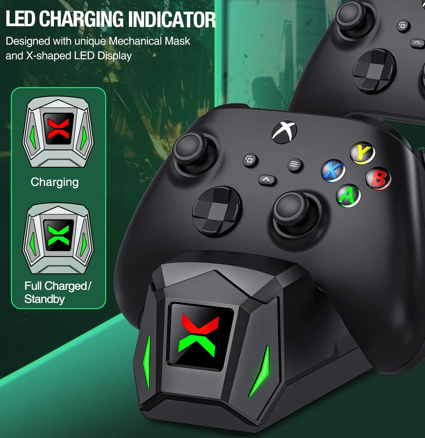 Controller Charger for Xbox,Charging Station with 2*2550Mah Controller Battery Packs for Xbox Series X/S/One X/S/Elite