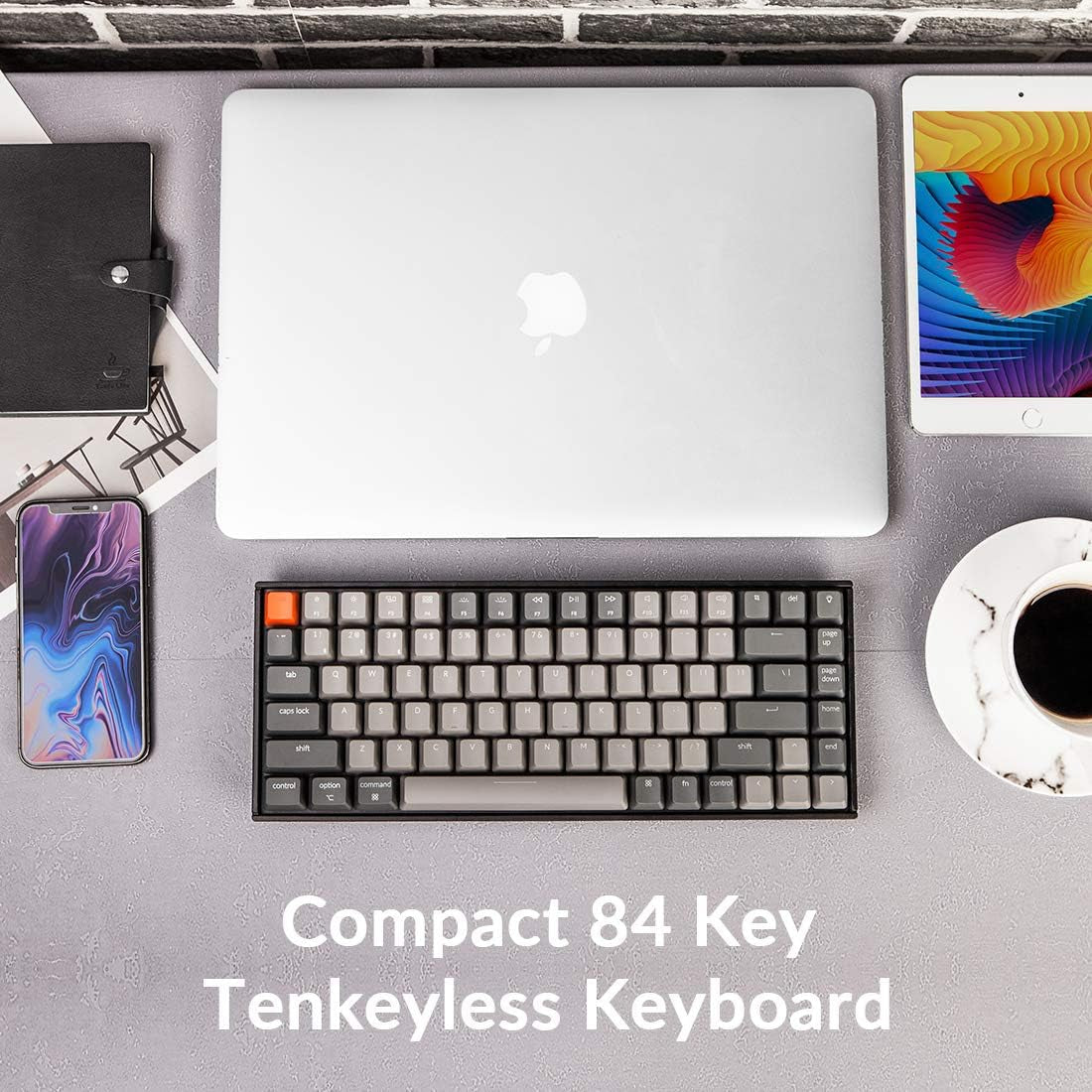 K2 75% Layout RGB Bluetooth Wireless Mechanical Keyboard with Gateron G Pro Brown Switch/Anti Ghosting/N-Key Rollover, Compact 84 Keys USB Wired Gaming Keyboard for Mac Windows-Version 2