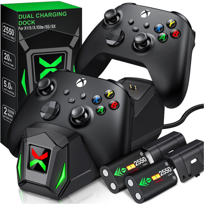 Controller Charger for Xbox,Charging Station with 2*2550Mah Controller Battery Packs for Xbox Series X/S/One X/S/Elite