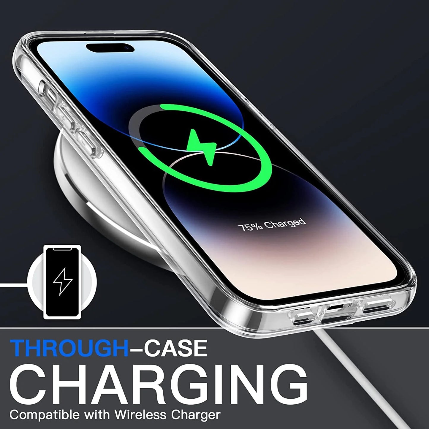 Magnetic Clear Case Compatible with Iphone 14 Pro Max, [Yellow Resistant] Slim Hard Back Cover
